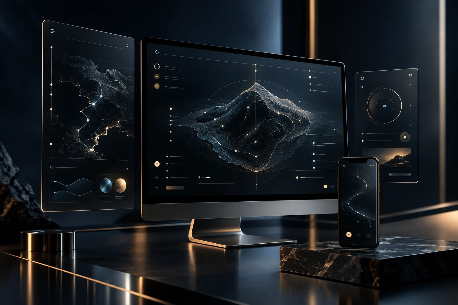 Connected desktop and mobile interface concepts for business software