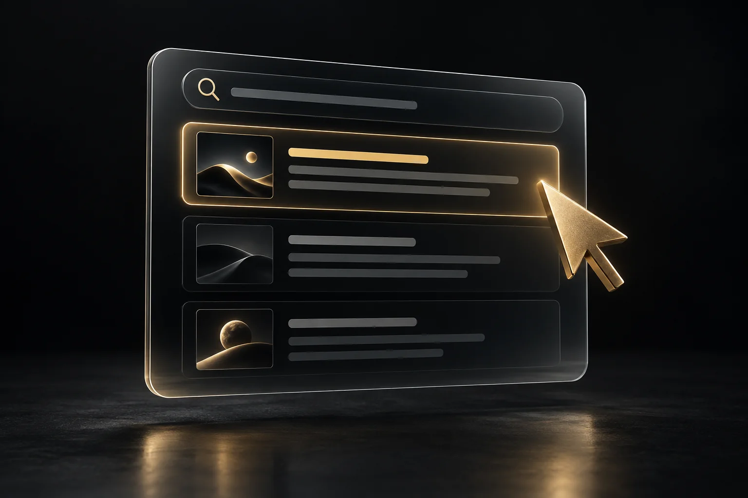 A precision search campaign with a sponsored result and golden cursor