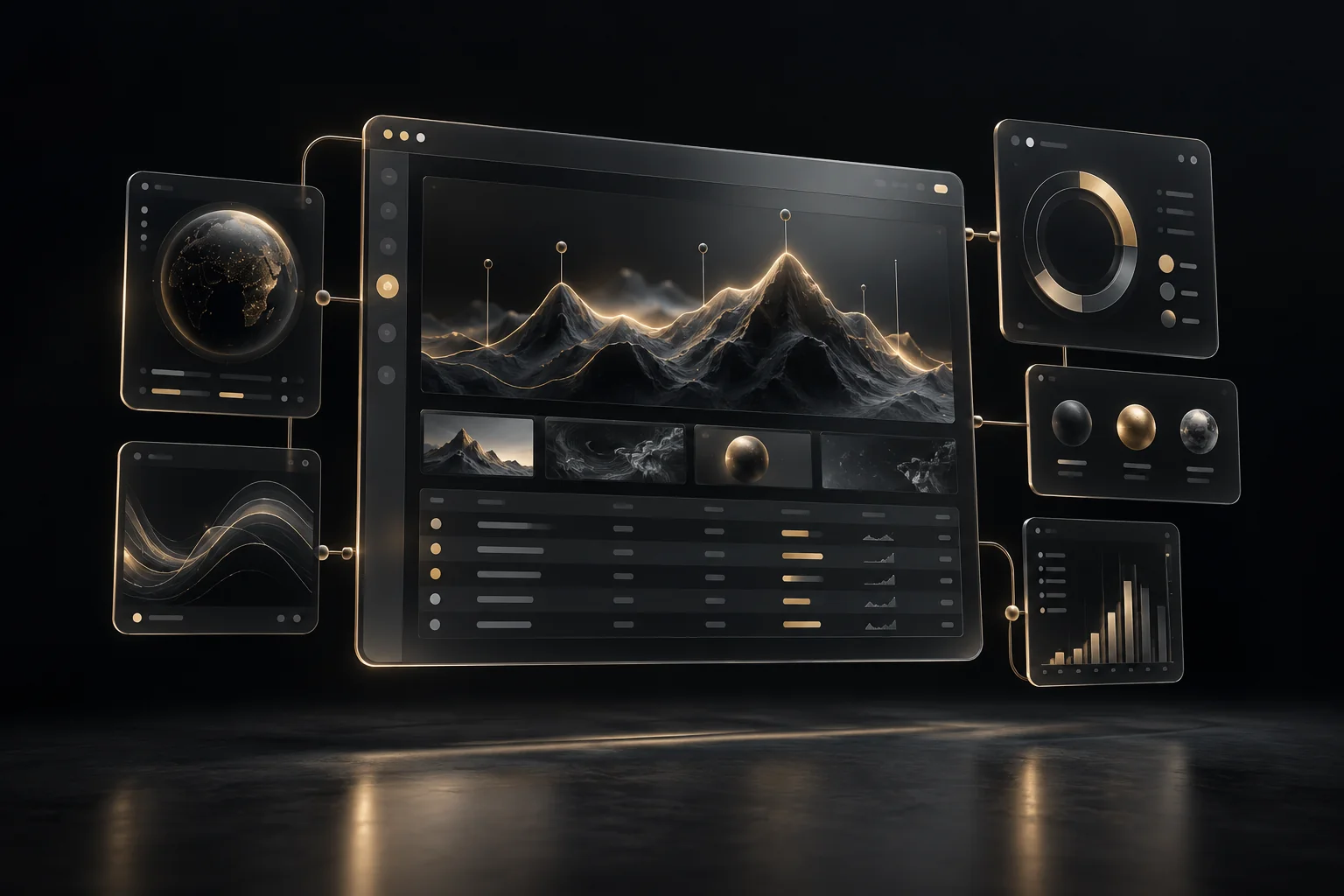 An interactive web application with connected data panels